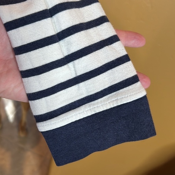 Orvis Navy Stripe Raglan Sleeve Hooded Pullover Cozy Hoodie Size Large - Picture 11 of 11